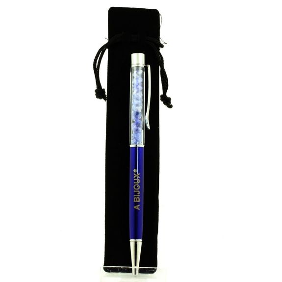 Raw neon blue Apatite mineral pen Madagascar.