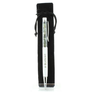 Raw Rutilated Tourmaline Quartz mineral pen Brazil.