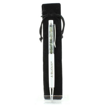 Raw Rutilated Tourmaline Quartz mineral pen Brazil.