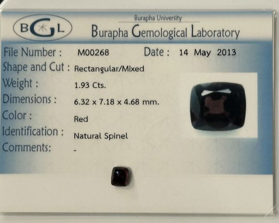 1.93 cts SPINELLE ROUGE. VS