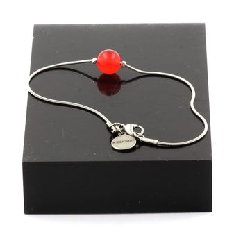 Stainless steel Anklet 1 Red chalcedony 8 mm Bead.