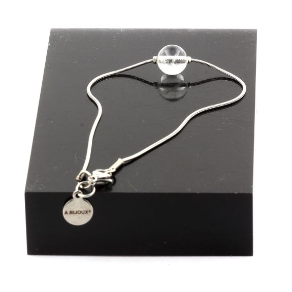 Stainless steel Anklet 1 Quartz from Brazil 8 mm Bead.