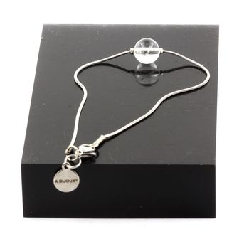 Stainless steel Anklet 1 Quartz from Brazil 8 mm Bead.