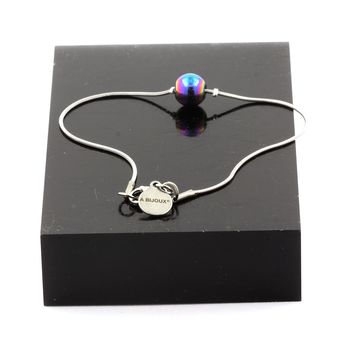 Bracelet de cheville 1 Perle Hématite multicolore 8 mm chaîne en acier inoxydable.