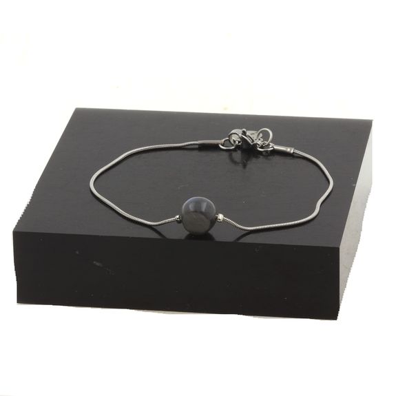 Stainless steel Anklet 1 Freeform Labradorite from Finland Bead 5mm-8mm.