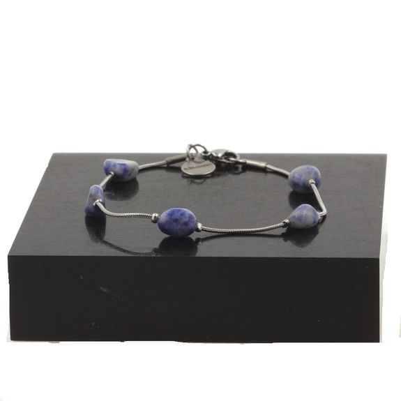 Stainless steel Anklet 5 Freeform Blue Jasper from South Africa Beads 5mm-8mm.