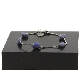 Stainless steel Anklet 5 Freeform Blue Jasper from South Africa Beads 5mm-8mm.