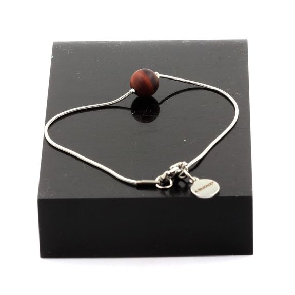 Stainless steel Anklet 1 Matte Red Tiger's Eye 8 mm Bead.