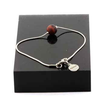 Stainless steel Anklet 1 Matte Red Tiger's Eye 8 mm Bead.