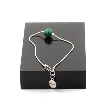 Bracelet de cheville 1 Perle Mica vert de Tanzanie chaîne en acier inoxydable.