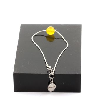 Bracelet de cheville 1 Perle Agate jaune 8 mm chaîne en acier inoxydable.