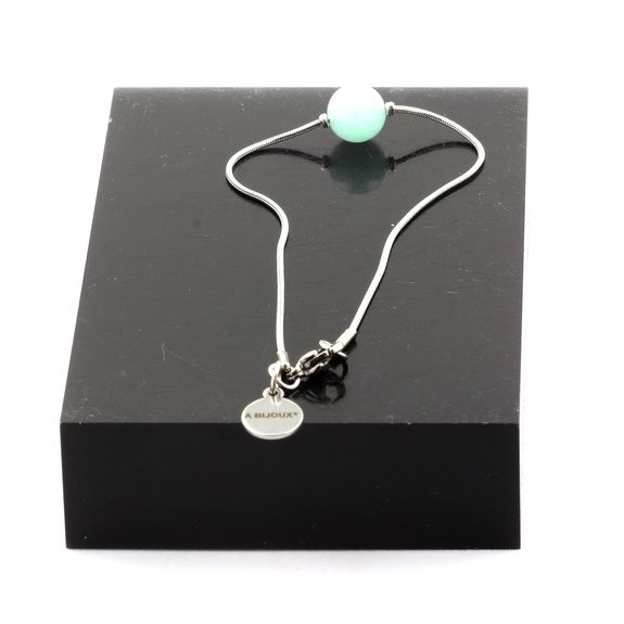 Bracelet de cheville 1 Perle Amazonite 8 mm chaîne en acier inoxydable.