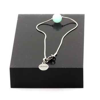 Bracelet de cheville 1 Perle Amazonite 8 mm chaîne en acier inoxydable.