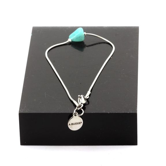 Stainless steel Anklet 1 Amazonite from Brazil Freeform 5mm-8mm Bead.