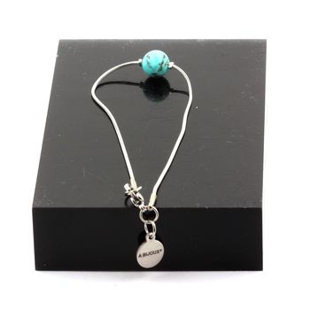Stainless steel Anklet 1 Howlite Turquoise 8 mm Bead.