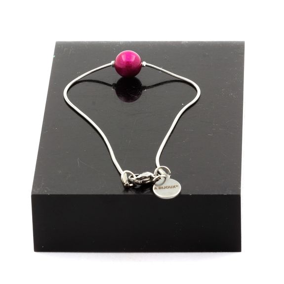 Stainless steel Anklet 1 Fuchsia Tiger's Eye 8 mm Bead.