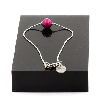 Stainless steel Anklet 1 Fuchsia Tiger's Eye 8 mm Bead.