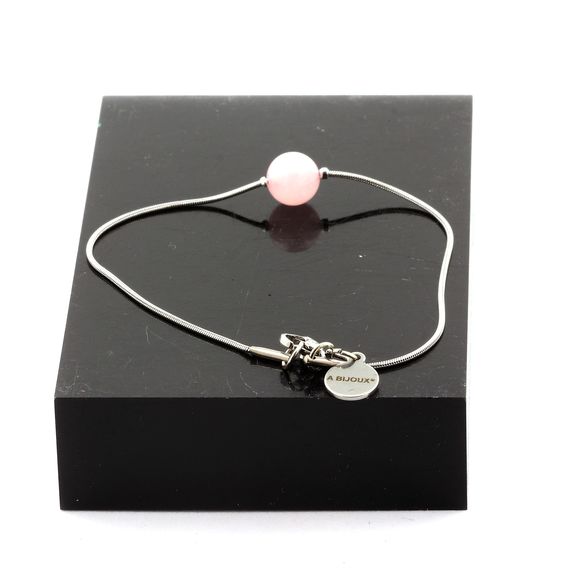 Stainless steel Anklet 1 Pink Opal Bead 8mm.