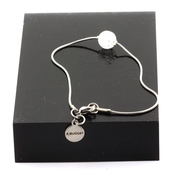 Bracelet de cheville 1 Perle Quartz craquelé du Brésil 8 mm chaîne en acier inoxydable.