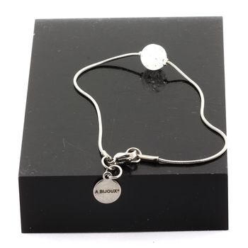 Bracelet de cheville 1 Perle Quartz craquelé du Brésil 8 mm chaîne en acier inoxydable.