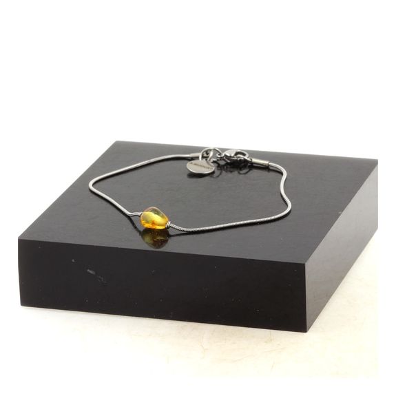 Stainless steel Anklet 1 Genuine Baltic Sea Amber Bead 5mm-6mm.