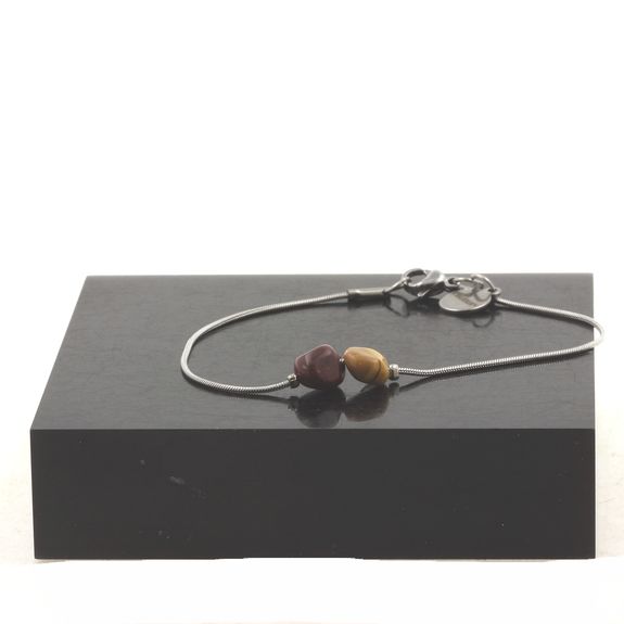 Stainless steel Anklet 2 Freeform Mookaite from Australia Beads 5mm-8mm.