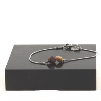 Stainless steel Anklet 2 Freeform Mookaite from Australia Beads 5mm-8mm.