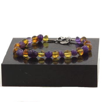 Stainless steel Anklet Genuine Baltic Sea Amber Beads 5mm-6mm.