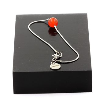 Bracelet de cheville 1 Perle Cornaline d'Uruguay chaîne en acier inoxydable.