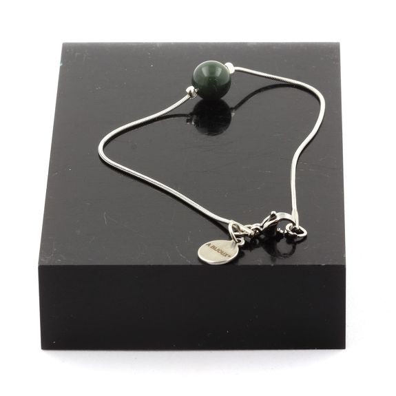 Stainless steel Anklet 1 Moss Agate 8 mm Bead.