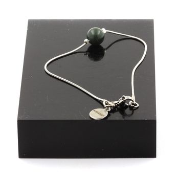 Bracelet de cheville 1 Perle Agate mousse 8 mm chaîne en acier inoxydable.