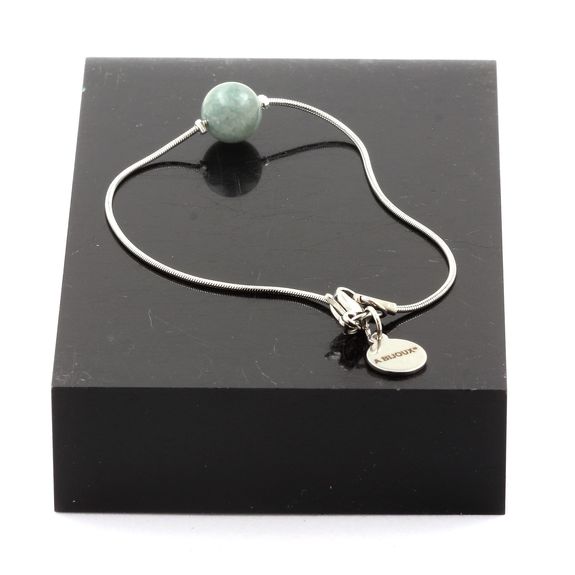 Bracelet de cheville 1 Perle Jade 8 mm chaîne en acier inoxydable.