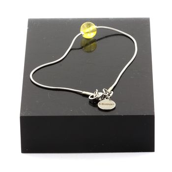 Bracelet de cheville 1 Perle Citrine 8 mm chaîne en acier inoxydable.