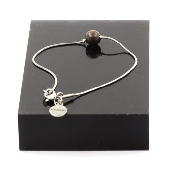 Bracelet de cheville 1 Perle Bronzite 8 mm chaîne en acier inoxydable.