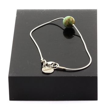 Stainless steel Anklet 1 African Turquoise 8 mm Bead.