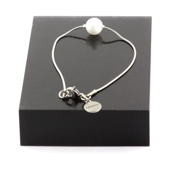 Bracelet de cheville 1 Perle Selenite du Maroc 8 mm chaîne en acier inoxydable.