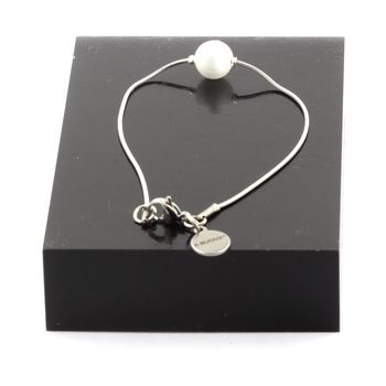 Bracelet de cheville 1 Perle Selenite du Maroc 8 mm chaîne en acier inoxydable.