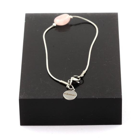 Stainless steel Anklet 1 Rose Quartz from Brazil Freeform 5mm-8mm Bead.