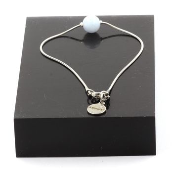 Bracelet de cheville 1 Perle Calcédoine bleu 8 mm chaîne en acier inoxydable.