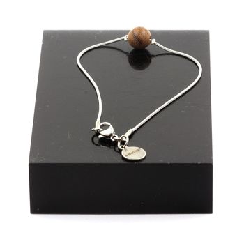 Bracelet de cheville 1 Perle bois 8 mm chaîne en acier inoxydable.