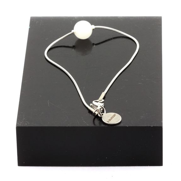 Bracelet de cheville 1 Perle Pierre de lune 8 mm chaîne en acier inoxydable.
