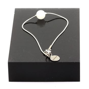 Bracelet de cheville 1 Perle Pierre de lune 8 mm chaîne en acier inoxydable.