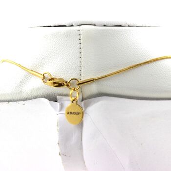 Collier 3 perles Citrine 8 mm. Chaine en acier doré inoxydable