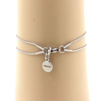 Bracelet en acier inoxydable 1 Perle Oeil de faucon + 2 perles Jade 8 mm. Pièce unique