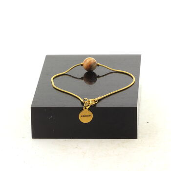 Golden Stainless steel Anklet 1 Agate crazy lace Bead 8 mm.