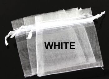 10 Pochettes en Organza 9 x 12 cm couleur Blanc pour Bijoux, Cadeaux.