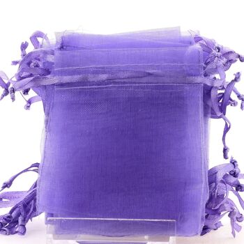 10 Pochettes en Organza 7 x 9 cm couleur Lavande pour Bijoux, Cadeaux.