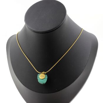 Raw Malachite Necklace. 21.01 ct. Unique piece