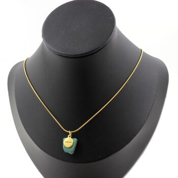 Raw Malachite Necklace. 13.45 ct. Unique piece