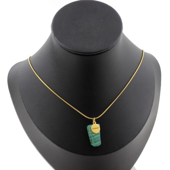 Raw Malachite Necklace. 17.48 ct. Unique piece